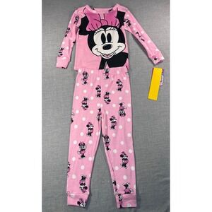 Disney Minnie Mouse Pink Polka Dot 2 Piece Cotton Pajama Set Toddler 4T NEW